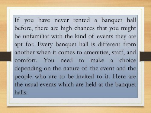 The Different Types of Events Held At Banquet Halls