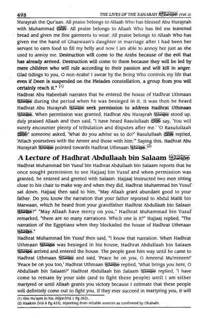 Hayatus Sahabah - The Lives of the Sahabah - Part 3