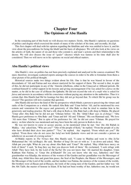 Imam Abu Hanifa - His Life, Opinions and Fiqh