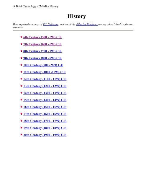 Chronology Of Islam Chronology Of Islam