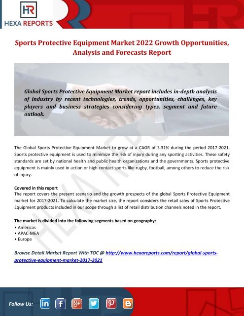 Sports Protective Equipment Market 2022 Growth Opportunities, Analysis and Forecasts Report