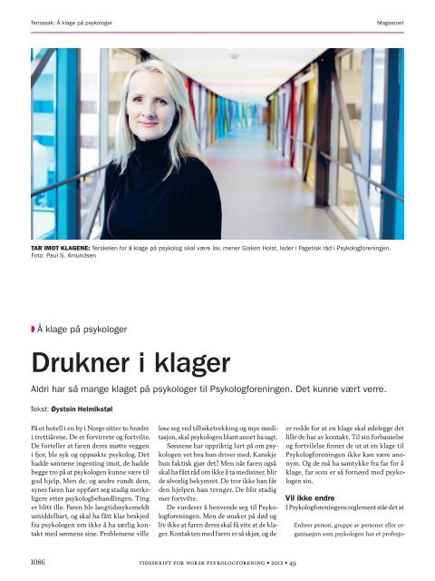 Drukner i klager - Tidsskrift for Norsk Psykologforening