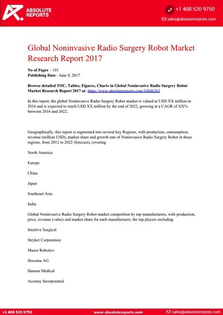 10846263-Global-Noninvasive-Radio-Surgery-Robot-Market-Research-Report-2017