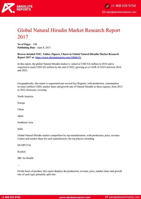 10846151-Global-Natural-Hirudin-Market-Research-Report-2017