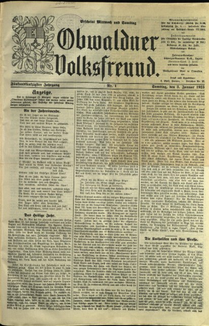 Obwaldner Volksfreund 1925