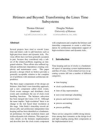 Hrtimers and Beyond: Transforming the Linux Time Subsystems