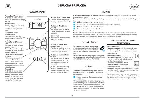 KitchenAid JC 212 BL - JC 212 BL SK (858721201490) Scheda programmi