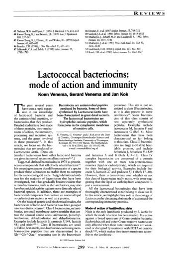 Lactococcal bacteriocins: mode of action and immunitv Koen - GBB