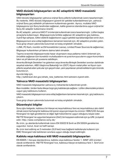 Sony VGN-NW11S - VGN-NW11S Documents de garantie Turc