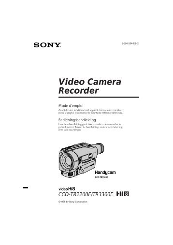 Sony CCD-TR3300E - CCD-TR3300E Consignes dâutilisation