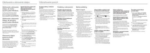 Sony SVS1311A4E - SVS1311A4E Guide de d&eacute;pannage Slovaque