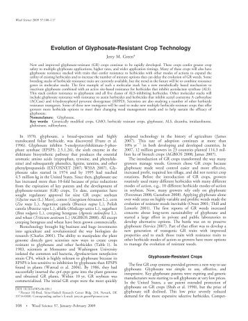 Evolution of Glyphosate-Resistant Crop Technology - Allen Press, Inc.