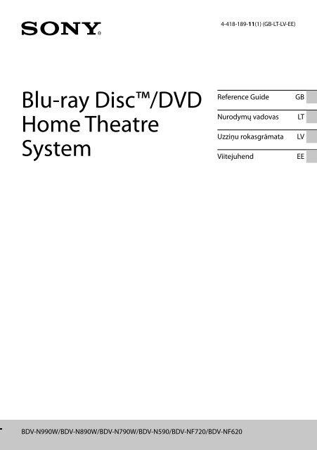 Sony BDV-N990W - BDV-N990W Guide de r&eacute;f&eacute;rence Estonien