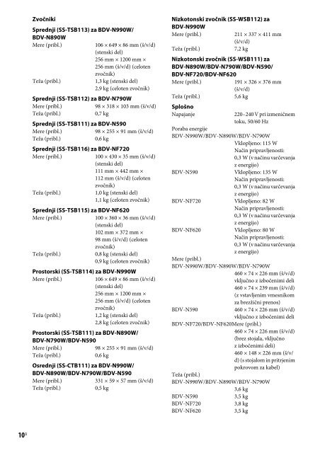 Sony BDV-N990W - BDV-N990W Guide de r&eacute;f&eacute;rence Slov&eacute;nien