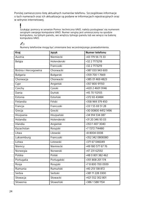 Sony VPCZ23V9E - VPCZ23V9E Documents de garantie Russe