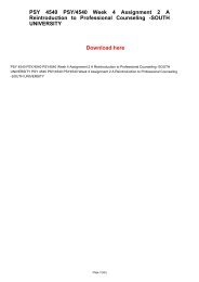 PSY 4540 PSY4540 Week 4 Assignment 2 A Reintroduction to Professional Counseling -SOUTH UNIVERSITY