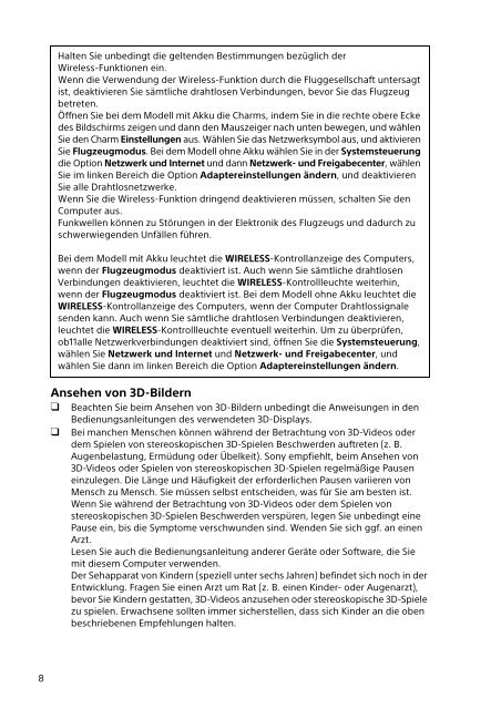 Sony SVT1313M1R - SVT1313M1R Documents de garantie Allemand