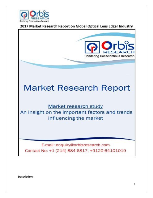 Global Optical Lens Edger Market