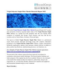 Virgin Polyester Staple Fiber Market - Industry Analysis- Size, Share, Trends, Demand, Overview, Forecast 2022