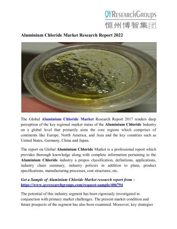 Aluminium Chloride Market - Global Industry Analysis, Growth and Forecast 2022