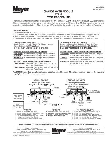 Change over module 07116 test procedure