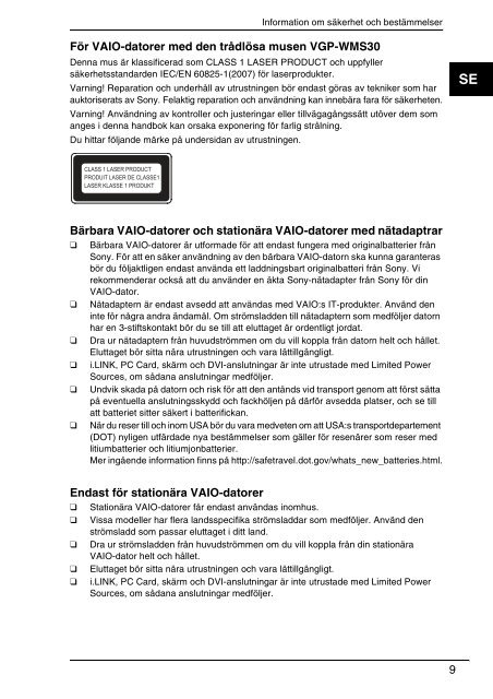 Sony VPCEB4L1E - VPCEB4L1E Documents de garantie Su&eacute;dois