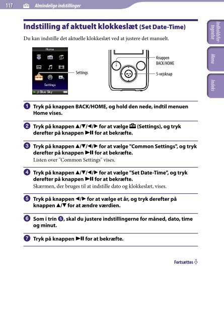 Sony NWZ-S739F - NWZ-S739F Istruzioni per l'uso Danese