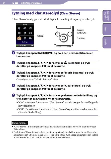 Sony NWZ-S739F - NWZ-S739F Istruzioni per l'uso Danese