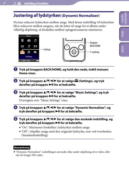 Sony NWZ-S739F - NWZ-S739F Istruzioni per l'uso Danese