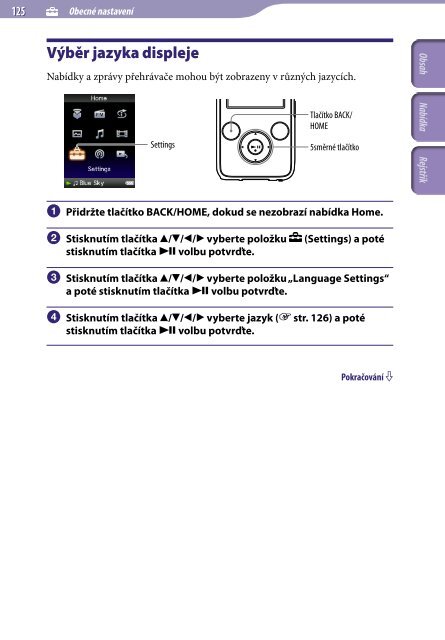 Sony NWZ-S739F - NWZ-S739F Istruzioni per l'uso Ceco