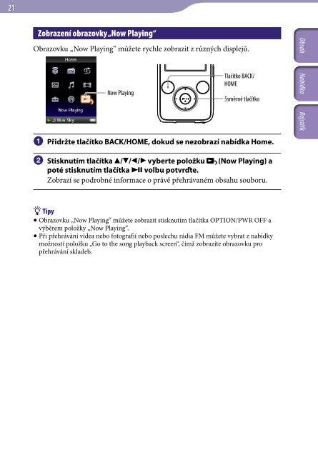 Sony NWZ-S739F - NWZ-S739F Istruzioni per l'uso Ceco