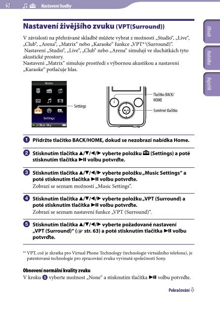 Sony NWZ-S739F - NWZ-S739F Istruzioni per l'uso Ceco