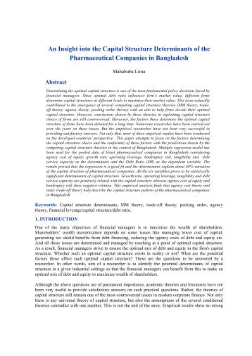 An Insight into the Capital Structure Determinants of the ...