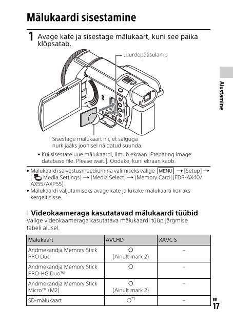 Sony FDR-AX53 - FDR-AX53 Consignes d&rsquo;utilisation Estonien