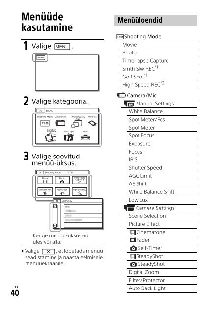 Sony FDR-AX53 - FDR-AX53 Consignes d&rsquo;utilisation Estonien