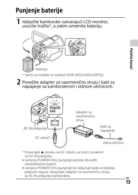 Sony FDR-AX53 - FDR-AX53 Consignes d&rsquo;utilisation Serbe