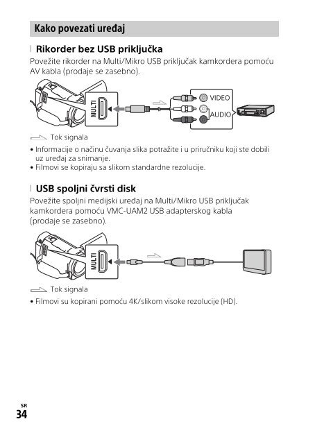 Sony FDR-AX53 - FDR-AX53 Consignes d&rsquo;utilisation Serbe