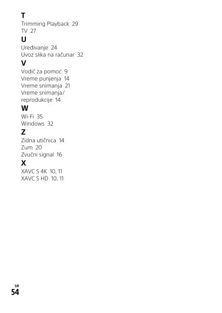 Sony FDR-AX53 - FDR-AX53 Consignes d&rsquo;utilisation Serbe