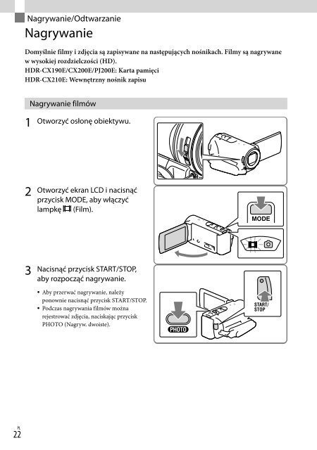 Sony HDR-CX210E - HDR-CX210E Consignes d&rsquo;utilisation Slovaque