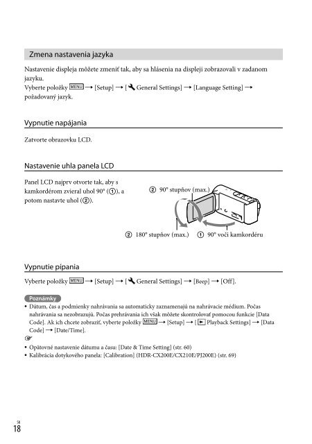 Sony HDR-CX210E - HDR-CX210E Consignes d&rsquo;utilisation Slovaque