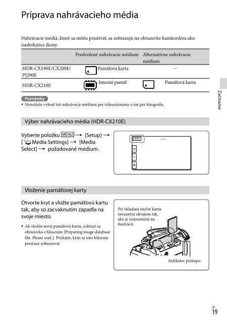 Sony HDR-CX210E - HDR-CX210E Consignes d&rsquo;utilisation Slovaque