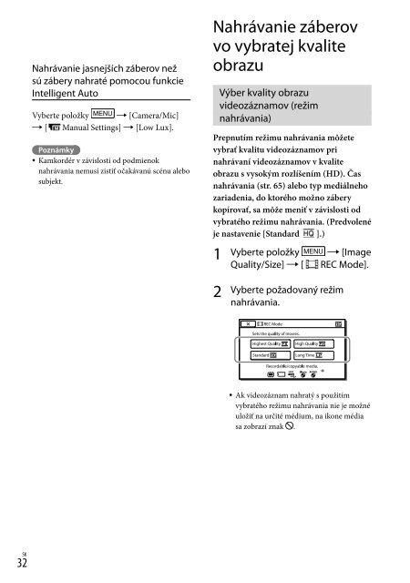 Sony HDR-CX210E - HDR-CX210E Consignes d&rsquo;utilisation Slovaque