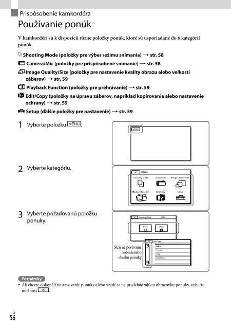 Sony HDR-CX210E - HDR-CX210E Consignes d&rsquo;utilisation Slovaque