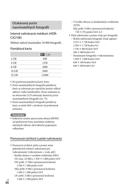 Sony HDR-CX210E - HDR-CX210E Consignes d&rsquo;utilisation Slovaque