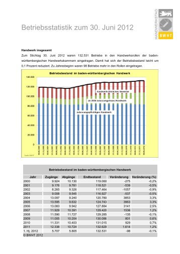 Betriebsstatistik 2012 1. Halbjahr