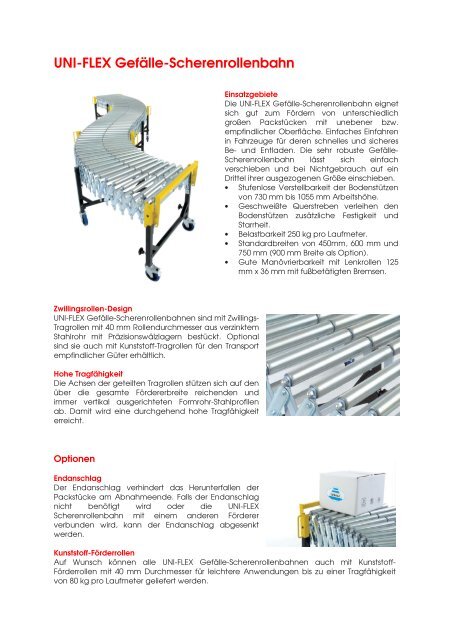 UNI-FLEX Gefälle-Scherenrollenbahn