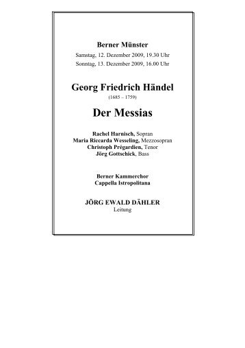 Georg Friedrich Händel Der Messias - Berner Kammerchor