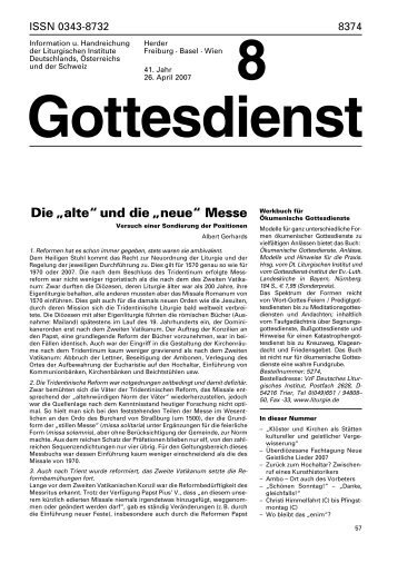 Die „alte“ und die „neue“ Messe - Deutsches Liturgisches Institut