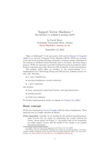 Support Vector Machines—the Interface to libsvm in