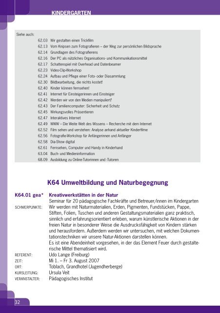 Landesplan der Fortbildung in Südtirol - Kindergarten und Schule in ...